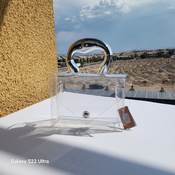 Small Womens Stadium Approved PVC Transparent Twist Lock Flap Jelly Crossbody - Picture 7 of 10